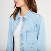 Chemise droite courte manches longues bleu femme