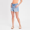 Short mom taille haute en jean denim double stone femme