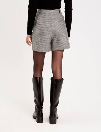 Short regular taille standard tweed noir femme