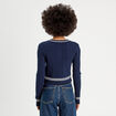 Gilet manches longues ajusté bleu marine femme