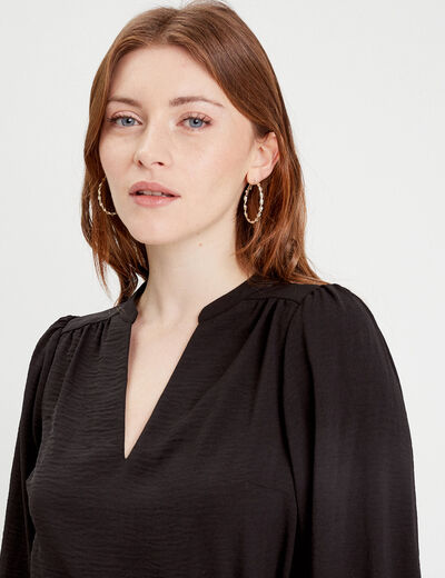 Robe droite ceinturée noir femme