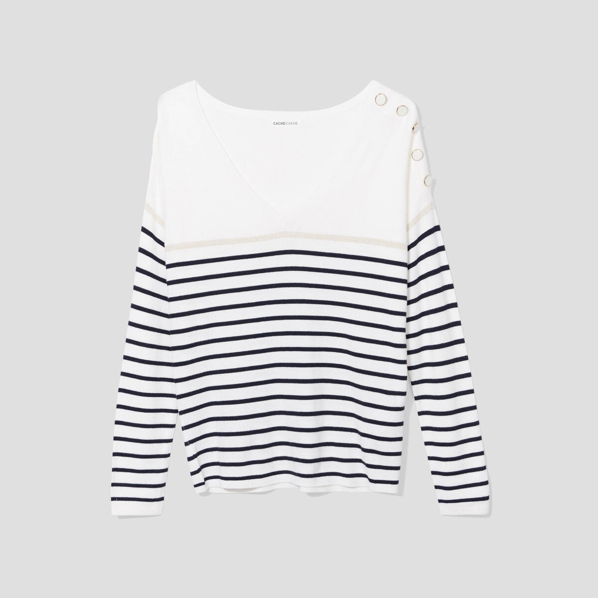 Pull avec boutons ecru femme