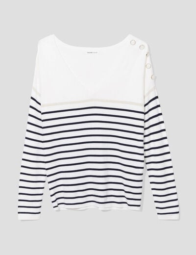 Pull avec boutons ecru femme
