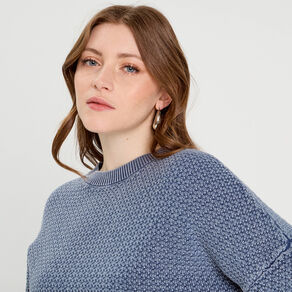 Pull manches longues bleu gris femme