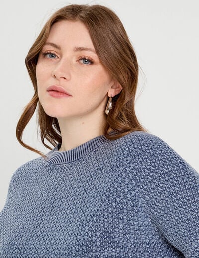 Pull manches longues bleu gris femme