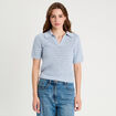 Polo manches courtes ajouré denim snow gris femme