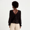 Blouse droite col v en dentelle noir femme