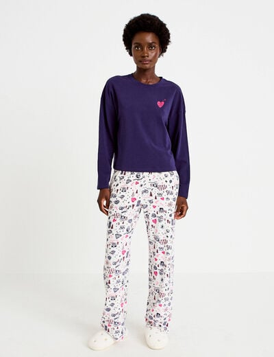 Lot de 2 pyjamas manches longues blanc femme
