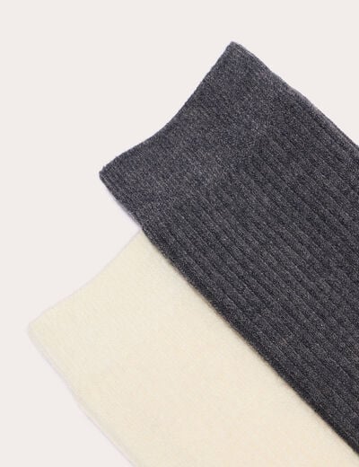 Lot de 2 paires de chaussettes gris fonc&eacute; femme