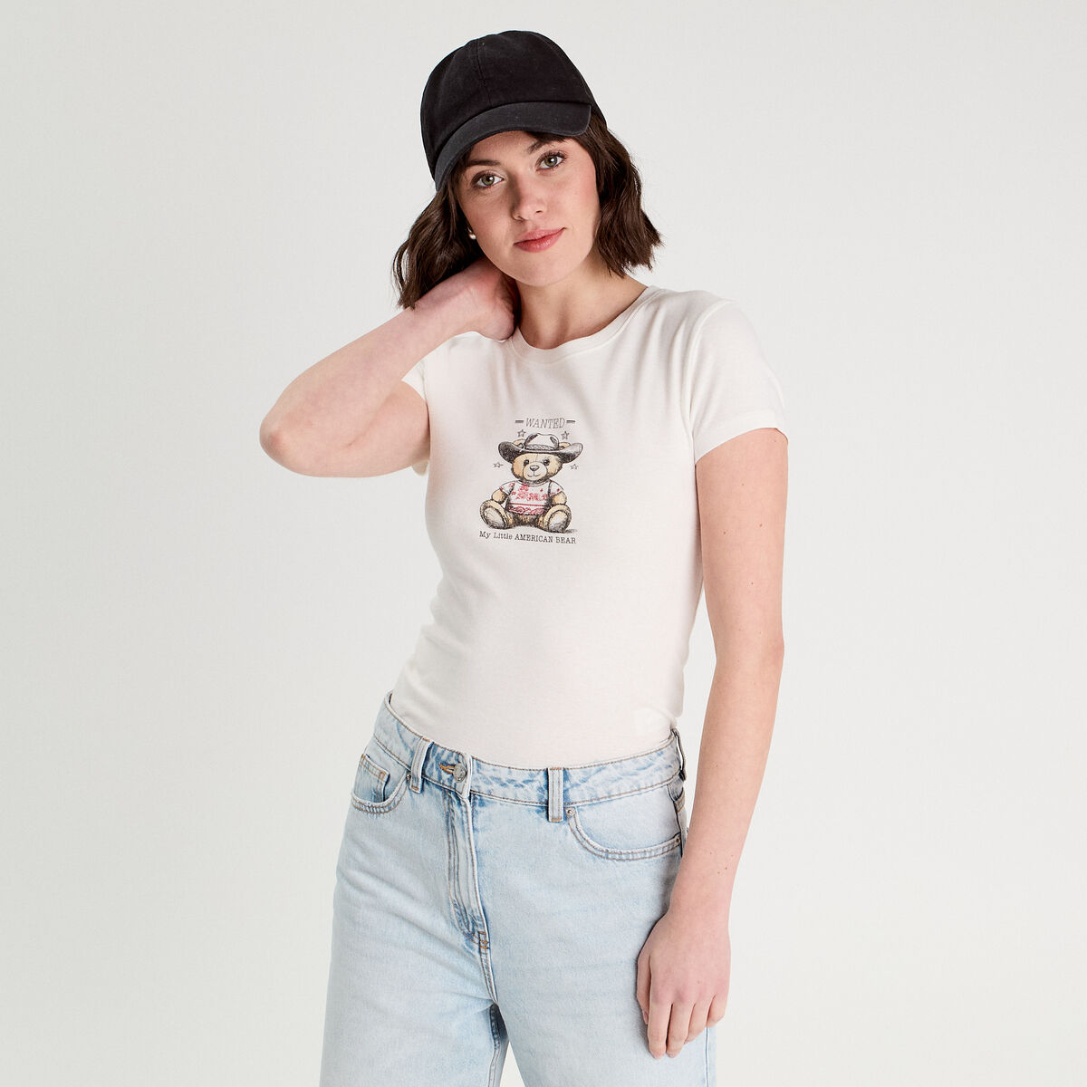 T-shirt manches courtes ecru femme