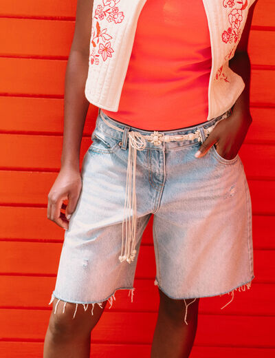 Bermuda en jean avec ceinture amovible denim triple stone femme