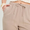 Pantalon large fluide beige femme