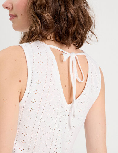Débardeur broderie anglaise ecru femme