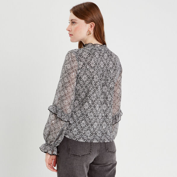 blouse avec volants noir femme Blouse avec volants noir femme