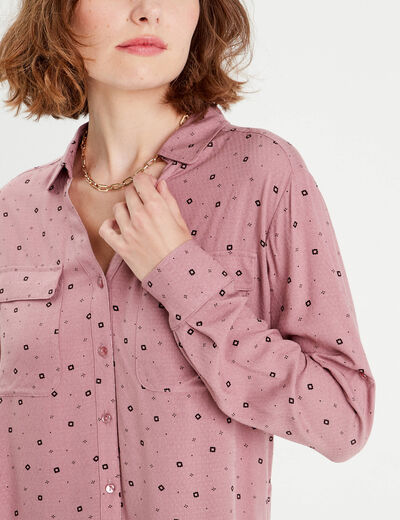 Chemise manches longues rose femme