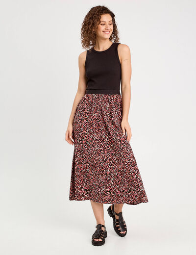 Robe longue effet 2-en1 rouge femme
