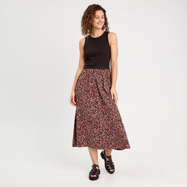 robe longue effet 2 en1 rouge femme Robe longue effet 2-en1 rouge femme