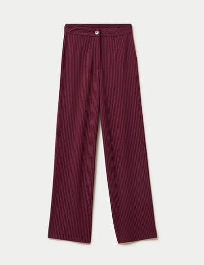 Pantalon large taille haute rouge femme