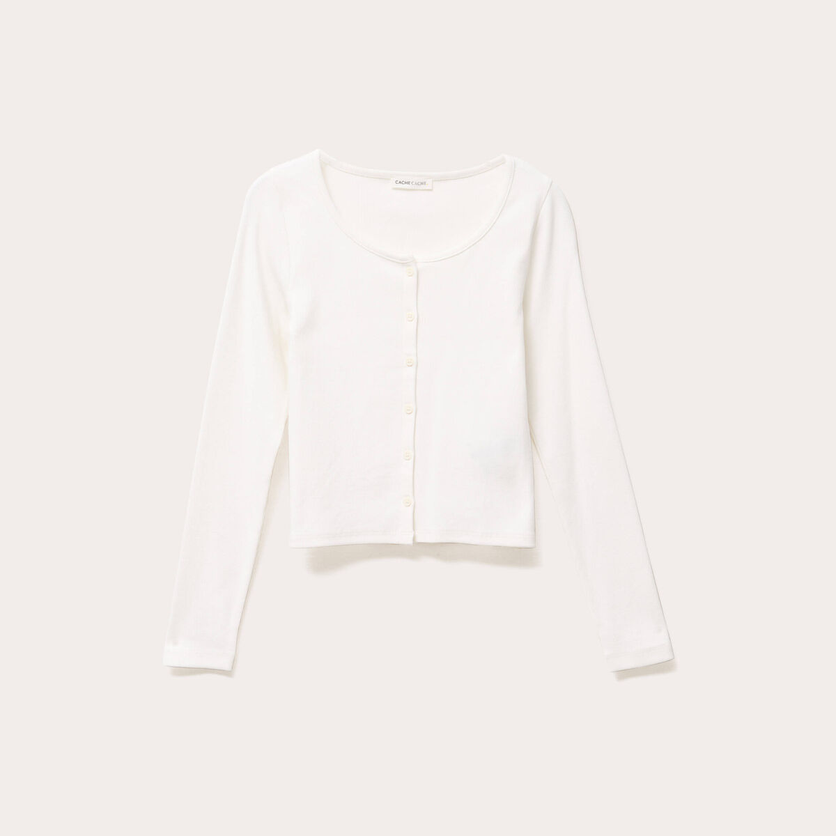 Gilet manches longues côtelé ecru femme