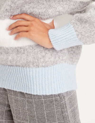 Pull col montant gris clair femme