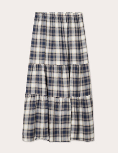 Jupe longue évasée bleu marine femme