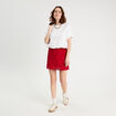 Jupe évasée effet macramé rouge femme