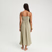 Robe longue évasée fendue vert kaki femme
