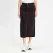 Jupe midi droite en jean noir femme