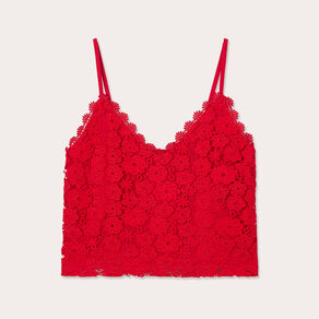 debardeur cropped dentelle rouge femme Débardeur cropped dentelle rouge femme