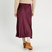 Jupe midi droite effet satin prune femme