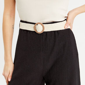 Pantalon large fluide ceinturé noir femme