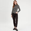 T-shirt col montant noir femme