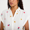 Blouse avec broderie blanc femme