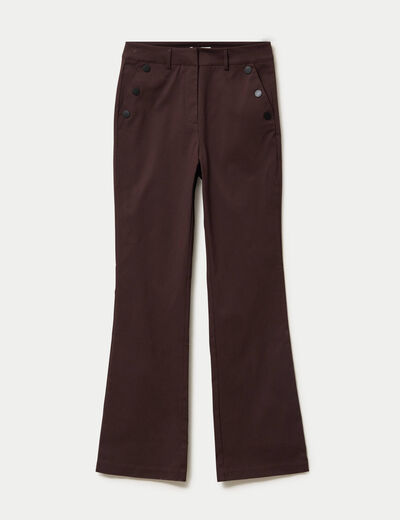 Pantalon bootcut &agrave; pont marron fonc&eacute; femme