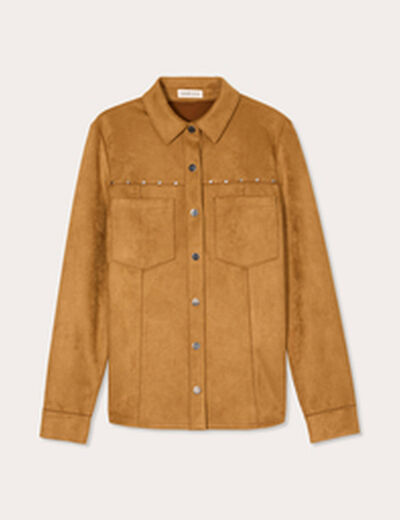 Surchemise suédine camel femme