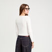 Gilet manches longues c&ocirc;tel&eacute; ecru femme