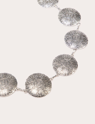 Ceinture chaîne ronds métal gris argent femme