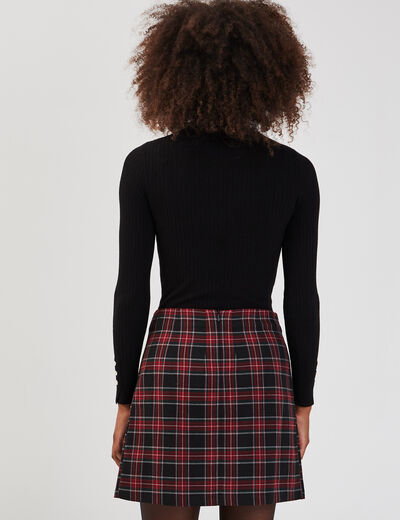 Pull col roulé côtelé noir femme