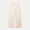 Jean wide leg taille haute brod&eacute; denim blanc femme