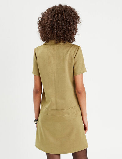 Robe évasée suédine vert clair femme