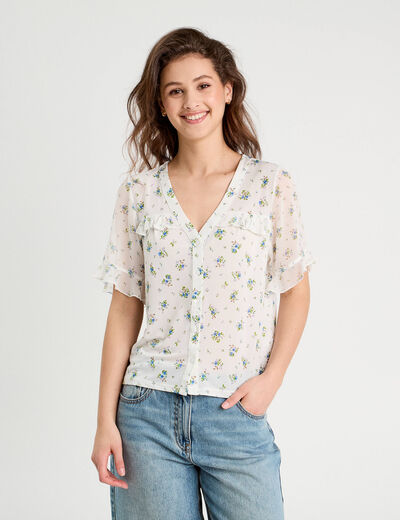 Chemise manches volants blanc femme