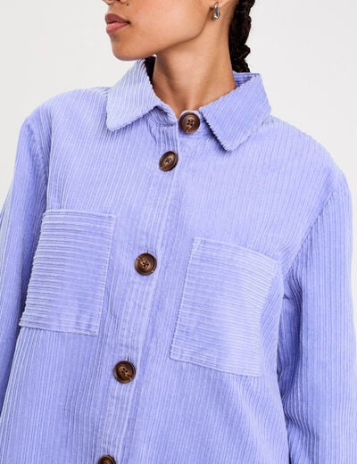 Surchemise oversize col chemise en coton mauve femme