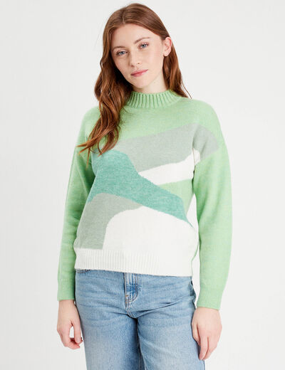 Pull col montant multicolore femme