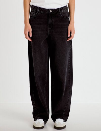 Jean coupe large denim noir femme