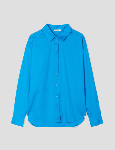 Chemise manches longues bleu femme