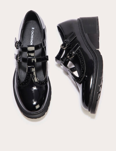 Babies vernies crantées noir femme