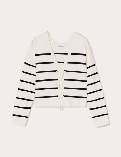 Pull avec petit noeud noir femme