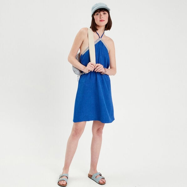 robe evasee bretelles nouees bleu electrique femme Robe évasée bretelles nouées bleu electrique femme