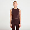 D&eacute;bardeur col rond marron fonc&eacute; femme