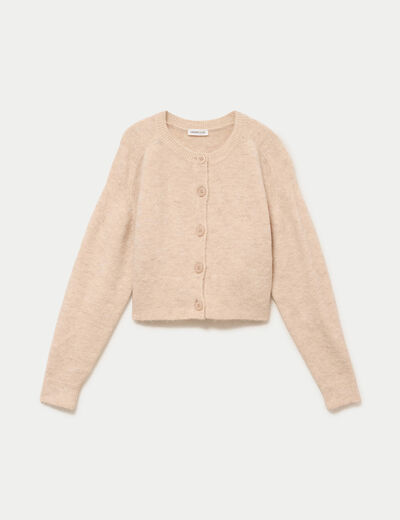Gilet col rond ecru femme